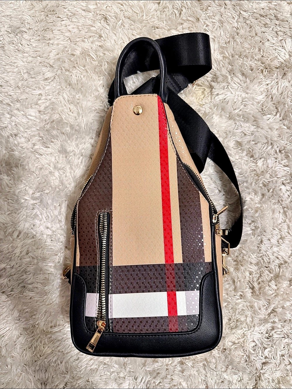 Color Block Convertible Backpack in Black & Brown